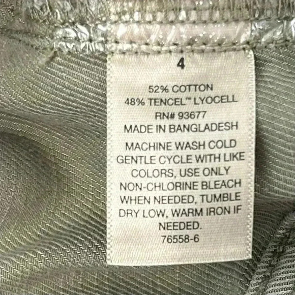 A.N.A. Cargo Pants Size 4 NWT High Rise Vintage Straight Leg Tencel Cotton Green - Picture 10 of 10